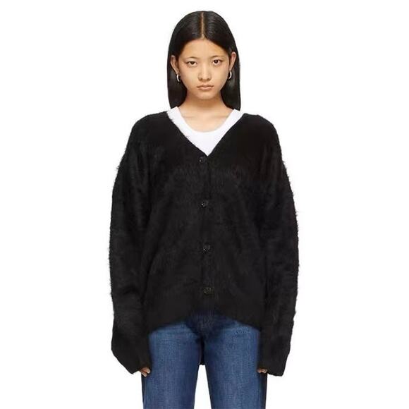 Totême Black Alpaca Biella Cardigan, Sz M - Picture 2 of 11